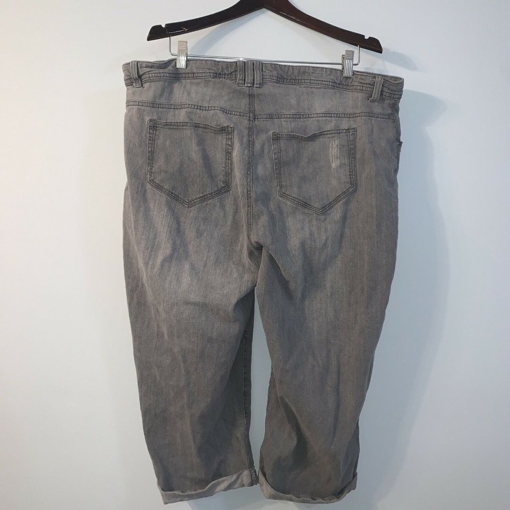 Distressed Evolution Baggy Hip Hop Woman Gray Denim Jeans Half Length 18W - Picture 8 of 8